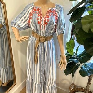 St. John's Bay 3/4 Sleeve Striped Maxi Dress